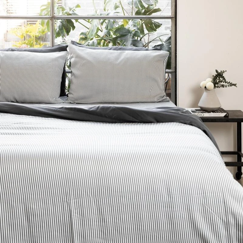 Ettitude Sustainable Materials Bamboo Sateen Pillowcase Set - Slate Stripes 5 Ettitude Sustainable Materials Bamboo Sateen Pillowcase Set - Slate Stripes