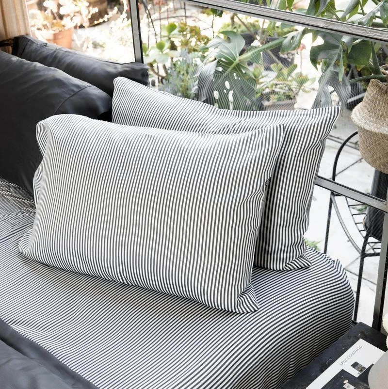 Ettitude Sustainable Materials Bamboo Sateen Pillowcase Set - Slate Stripes 3 Ettitude Sustainable Materials Bamboo Sateen Pillowcase Set - Slate Stripes