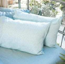 Ettitude Bamboo Sateen Pillowcase Set - Starlight Blue Stripes