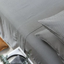 Ettitude Bamboo Sateen Sheet Set - Slate Stripes