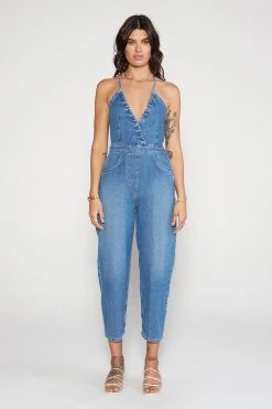 ÉTICA New Arrivals Birdie Halter Jumpsuit - River Rock