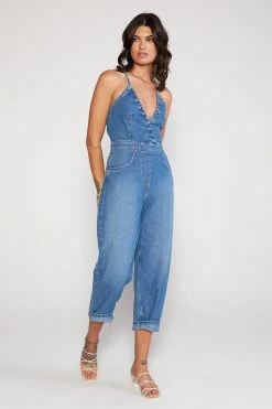 ÉTICA New Arrivals Birdie Halter Jumpsuit - River Rock