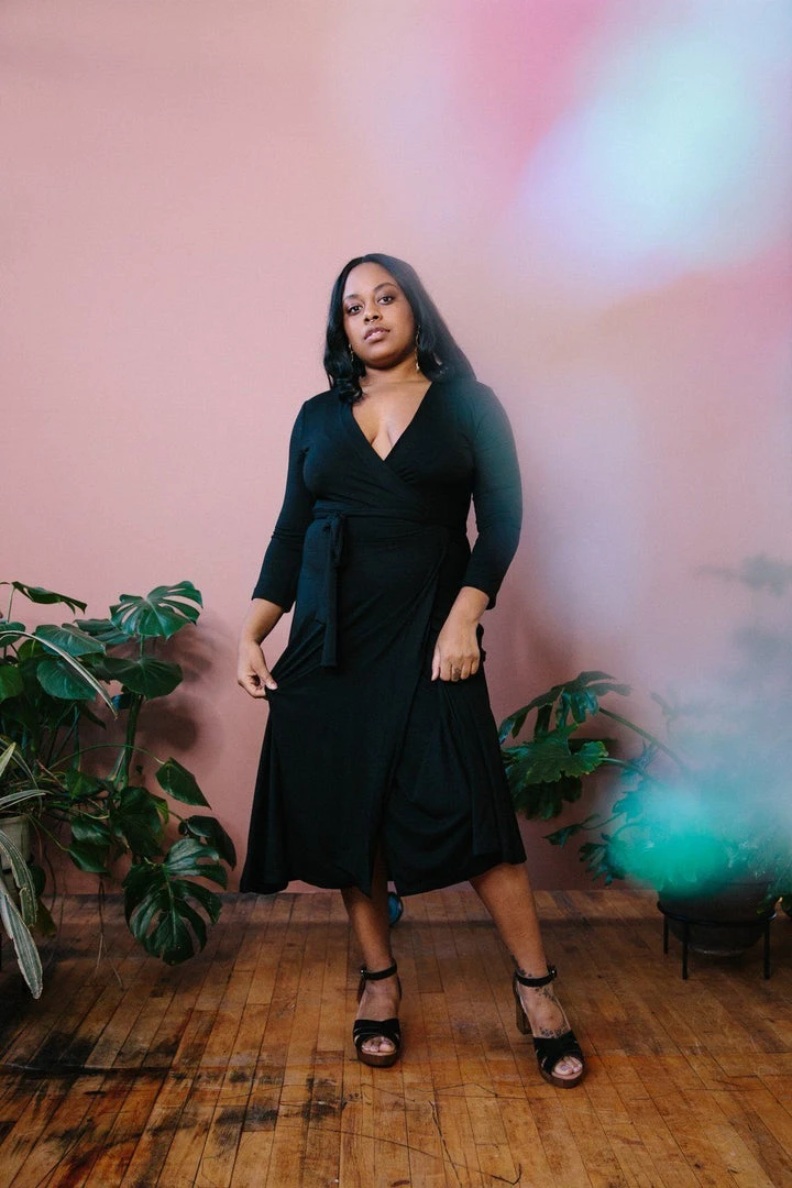 Altar Upcycled Modal Wrap Dress - Black 4 Altar Upcycled Modal Wrap Dress - Black