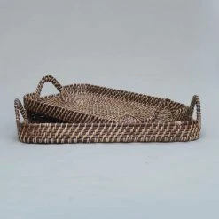 Amara Brown + Natural Rattan Rectangle Tray New Arrivals