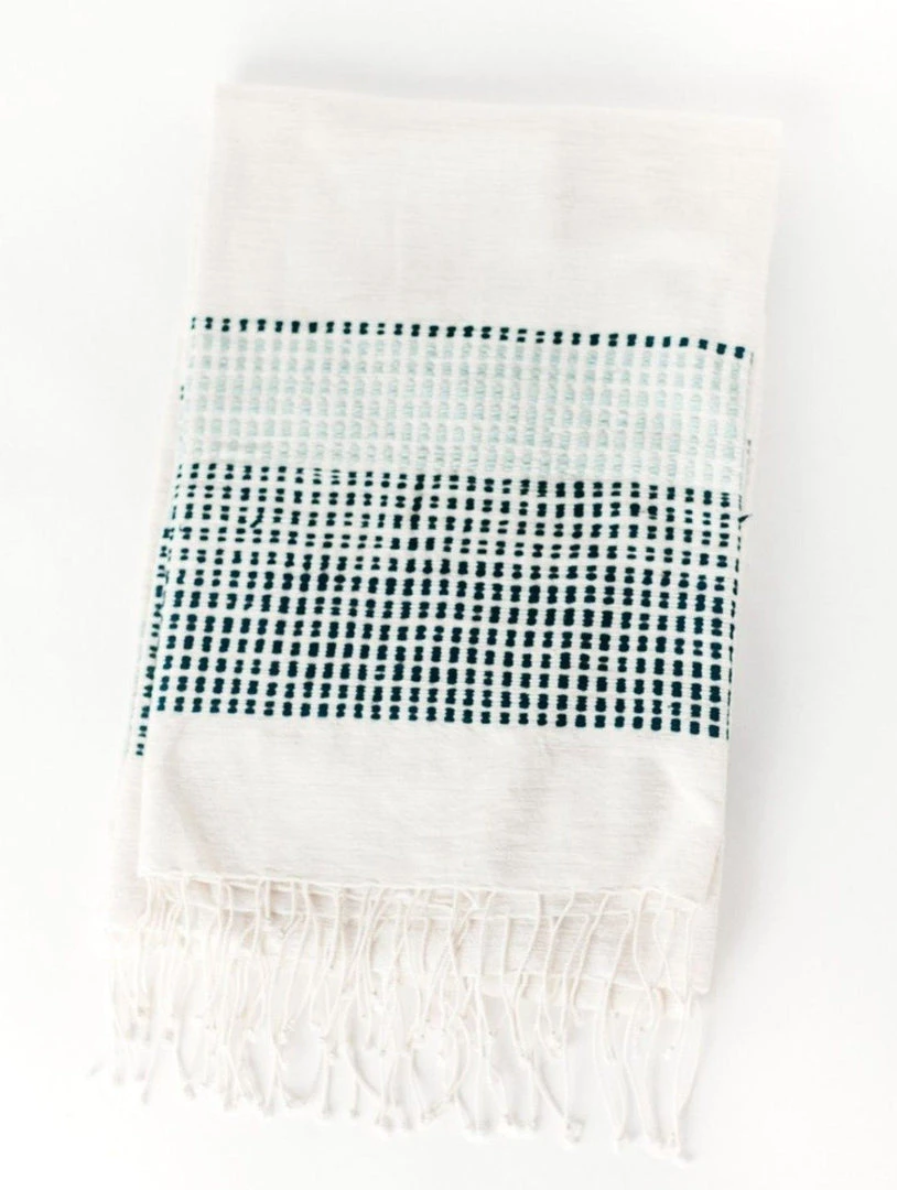 Creative Women Home Goods Camden Lightweight Blanket - Azure + Navy 4 Creative Women Home Goods Camden Lightweight Blanket - Azure + Navy