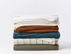 Coyuchi Home Goods Cascade Matelasse Blanket - Rust