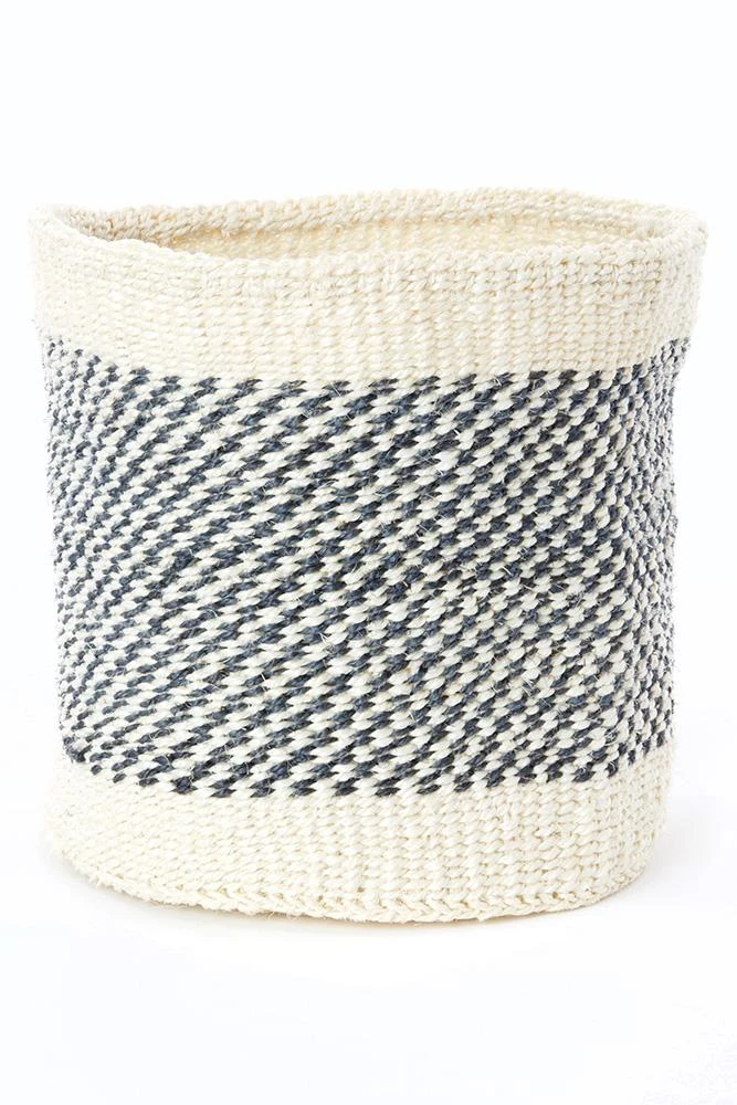 Swahili African Modern Home Goods Charcoal And Cream Twill Sisal Nesting Baskets 4 Swahili African Modern Home Goods Charcoal And Cream Twill Sisal Nesting Baskets