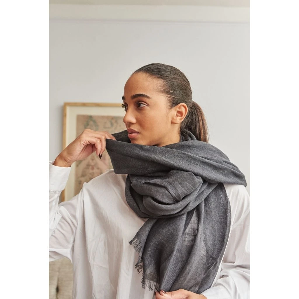 Studio Variously Charcoal Linen Scarf Accessories 3 Studio Variously Charcoal Linen Scarf Accessories