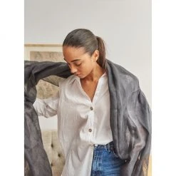 Studio Variously Charcoal Linen Scarf Accessories 14 Studio Variously Charcoal Linen Scarf Accessories