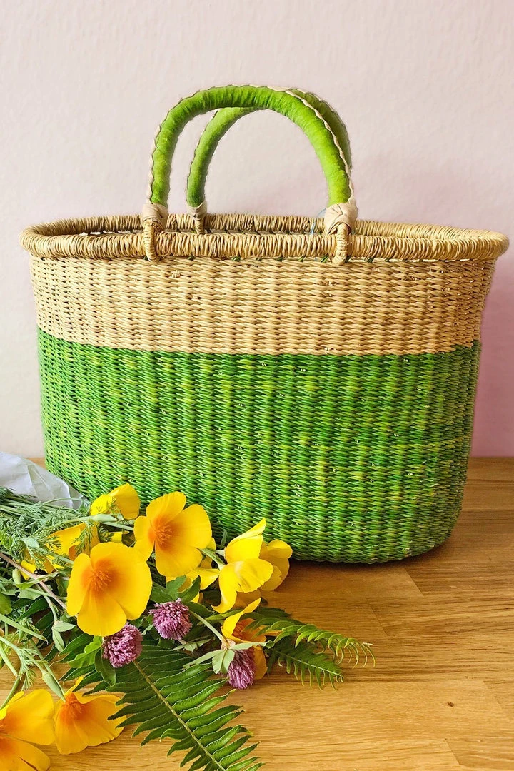 Swahili African Modern Cilantro Bolga Shopper Bag Accessories 4 Swahili African Modern Cilantro Bolga Shopper Bag Accessories