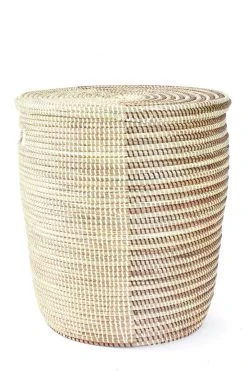 Swahili African Modern Home Goods Flat Lid Storage Basket - Cocoa + Cream