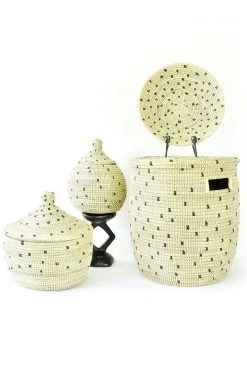 Swahili African Modern Home Goods Cookies And Cream Flat Lid Storage Basket 7 Swahili African Modern Home Goods Cookies And Cream Flat Lid Storage Basket