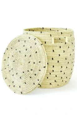 Swahili African Modern Home Goods Cookies And Cream Flat Lid Storage Basket
