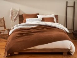 Coyuchi Home Goods Cascade Matelasse Blanket - Rust