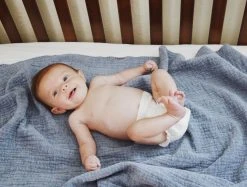 Coyuchi Home Goods Cozy Cotton Baby Blanket - Moonlight Blue