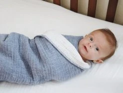 Coyuchi Home Goods Cozy Cotton Baby Blanket - Moonlight Blue