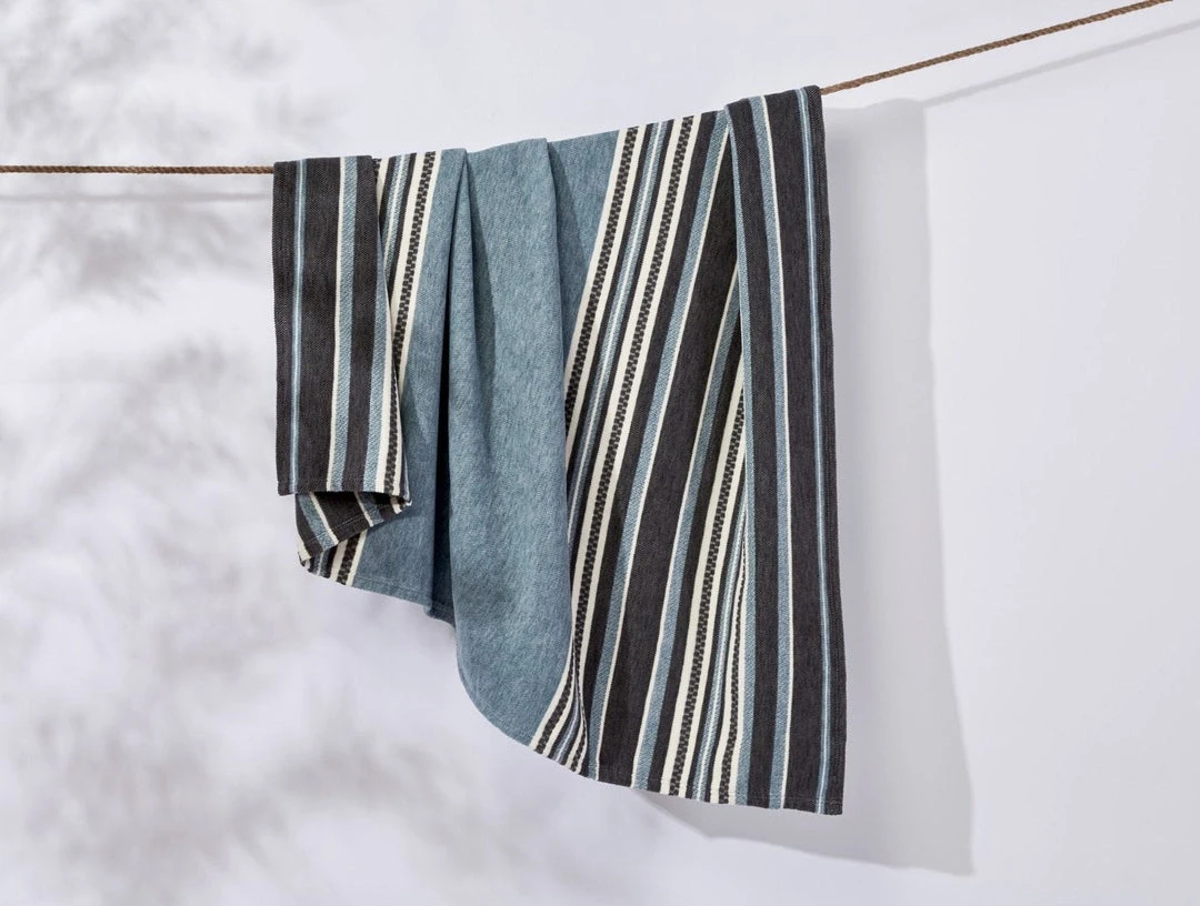 Coyuchi Mariposa Supersoft Cotton Blanket - Aqua Multi Stripe Best Sellers 3 Coyuchi Mariposa Supersoft Cotton Blanket - Aqua Multi Stripe Best Sellers