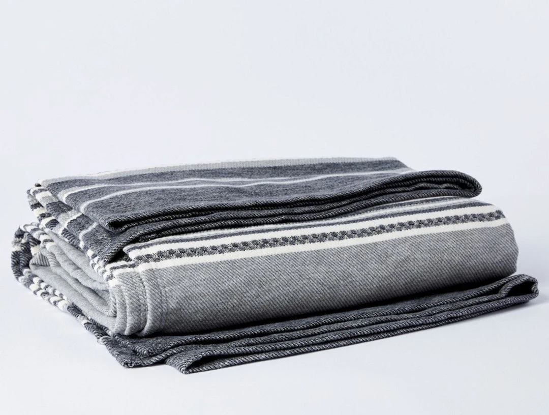 Coyuchi Home Goods Mariposa Supersoft Cotton Blanket - Gray Multi Stripe 4 Coyuchi Home Goods Mariposa Supersoft Cotton Blanket - Gray Multi Stripe
