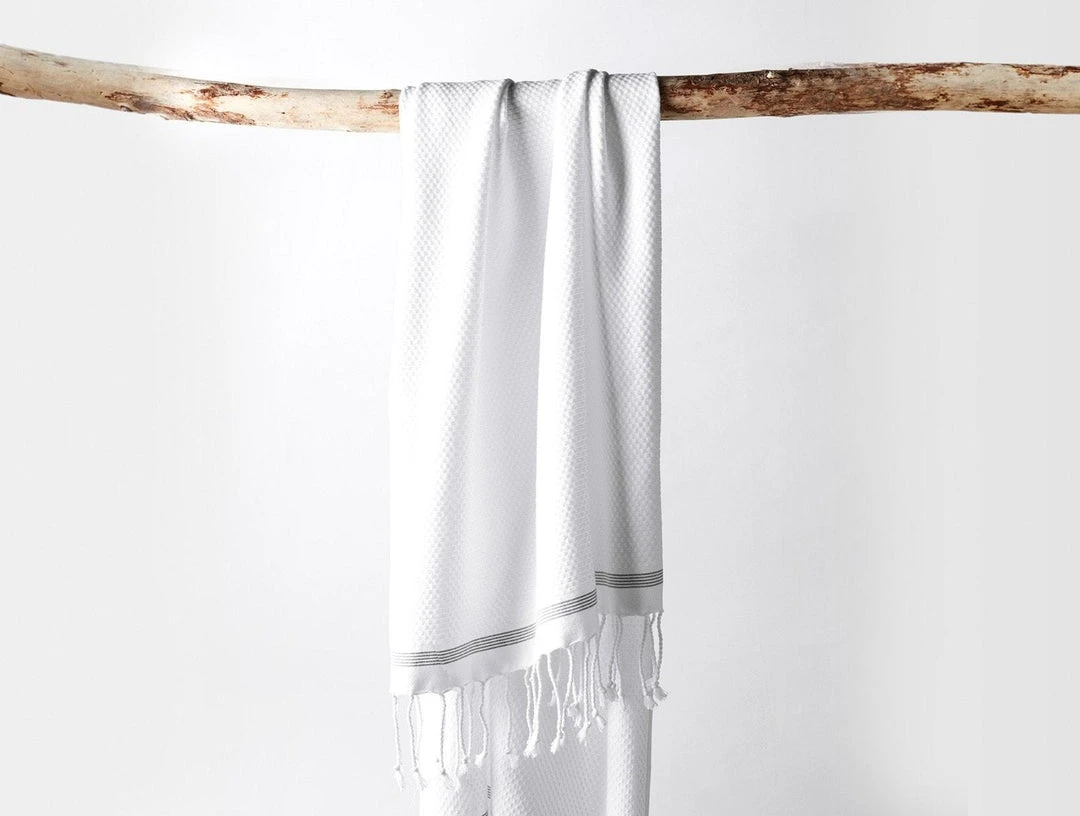Coyuchi Mediterranean Towels - Alpine White / Slate Stripe 5 Coyuchi Mediterranean Towels - Alpine White / Slate Stripe