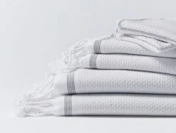 Coyuchi Mediterranean Towels - Alpine White / Slate Stripe 14 Coyuchi Mediterranean Towels - Alpine White / Slate Stripe