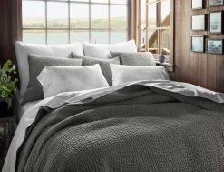 Coyuchi Pebbled Handstitched Euro Sham - Slate Home Goods