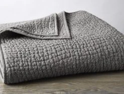 Coyuchi Pebbled Handstitched Quilt - Slate