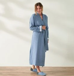 Coyuchi Home Goods Mediterranean Modern Unisex Robe - Lake
