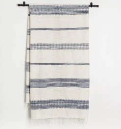 Creative Women Aden Bath Towel - Natural + Navy Home Goods