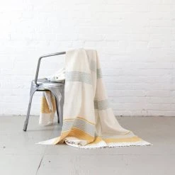 Creative Women Camden Lightweight Blanket - Azure + Gold Home Goods