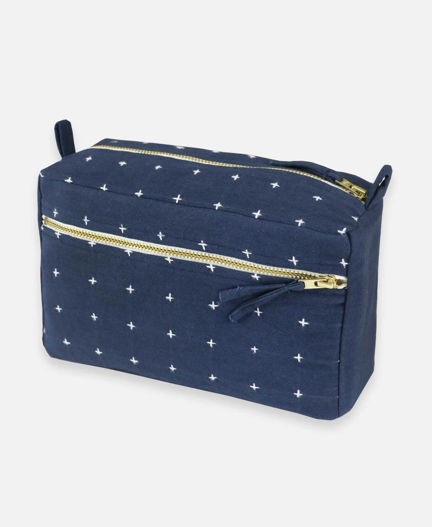 Anchal Cross Stitch Toiletry Bag - Navy 3 Anchal Cross Stitch Toiletry Bag - Navy