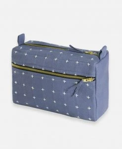 Anchal Accessories Cross Stitch Toiletry Bag - Slate
