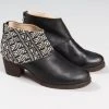 Darzah Tatreez Ankle Boot - Black + Ecru