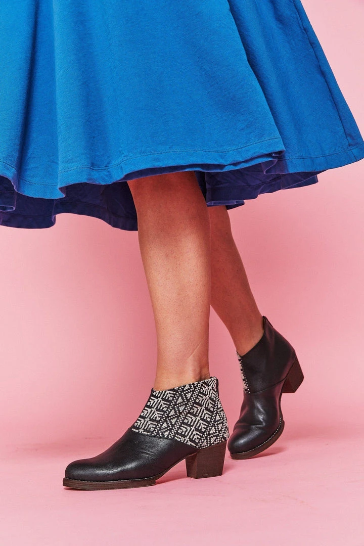 Darzah Tatreez Ankle Boot - Black + Ecru 8 Darzah Tatreez Ankle Boot - Black + Ecru