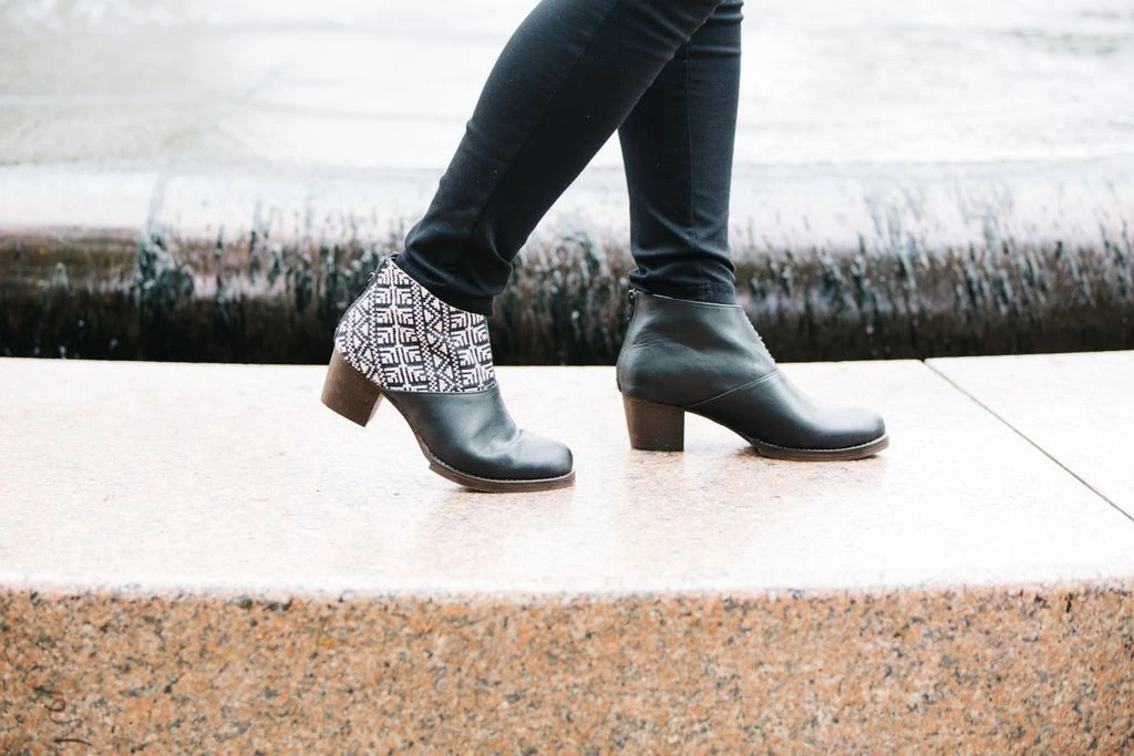 Darzah Tatreez Ankle Boot - Black + Ecru 9 Darzah Tatreez Ankle Boot - Black + Ecru