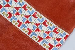 Darzah Clay Tatreez Crossbody Bag — Blue + Rust Fair Trade