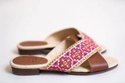Darzah Shoes Tatreez Cross Sandal - Berry