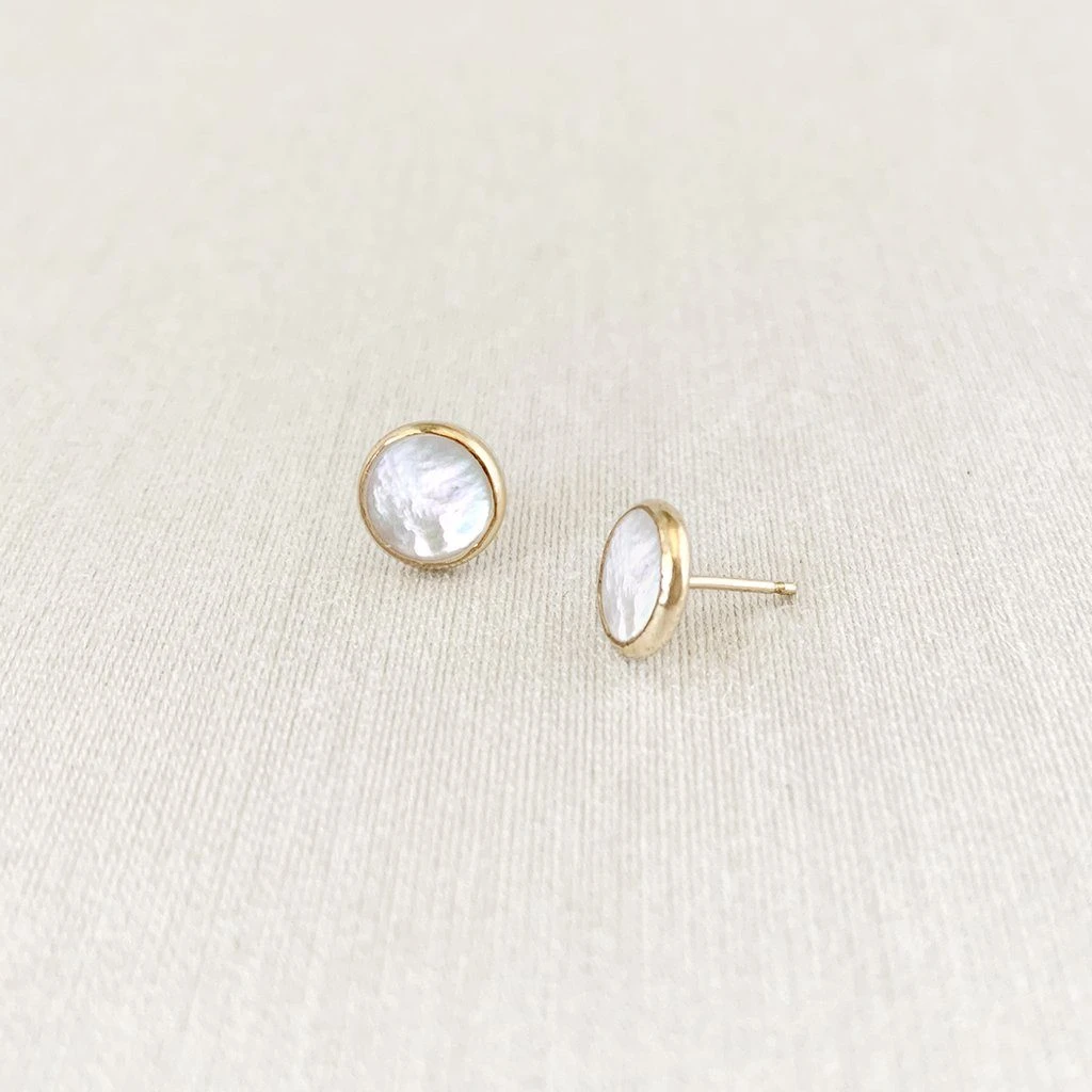 Sara Patino Jewelry Deep Pearl Recycled Gold Stud Earrings 3 Sara Patino Jewelry Deep Pearl Recycled Gold Stud Earrings