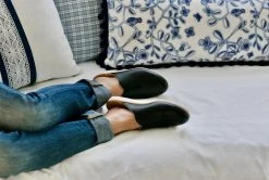 Dooeys Black Apple Leather House Mule