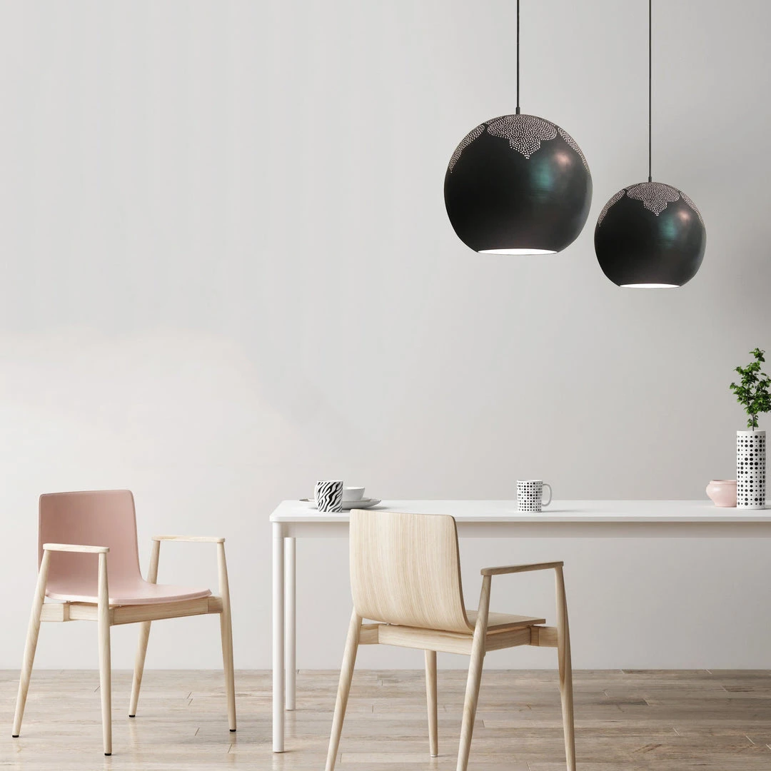 Dounia Home Lighting Najma Trellis Globe Pendant Light - Gunmetal 4 Dounia Home Lighting Najma Trellis Globe Pendant Light - Gunmetal