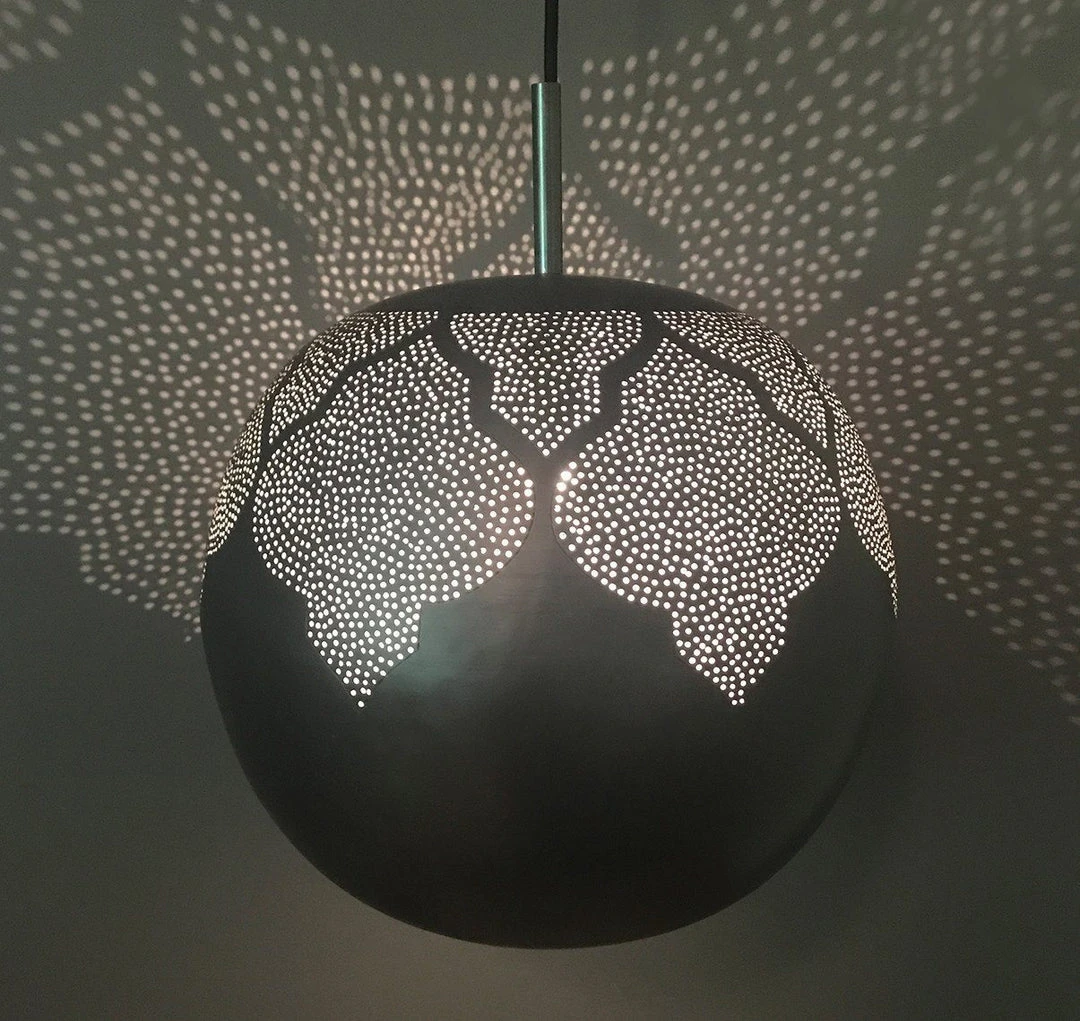 Dounia Home Lighting Najma Trellis Globe Pendant Light - Gunmetal 5 Dounia Home Lighting Najma Trellis Globe Pendant Light - Gunmetal