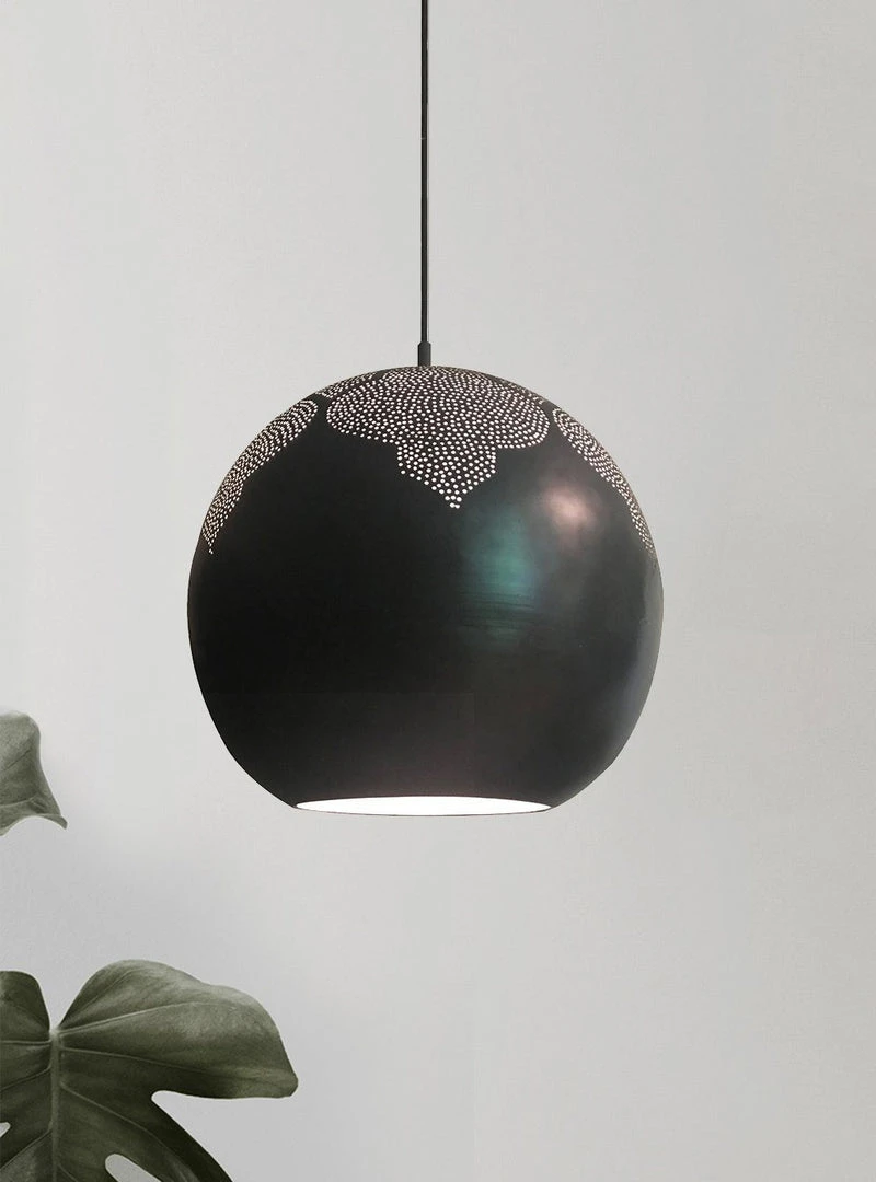 Dounia Home Lighting Najma Trellis Globe Pendant Light - Gunmetal 3 Dounia Home Lighting Najma Trellis Globe Pendant Light - Gunmetal