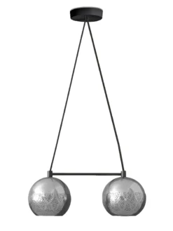 Dounia Home Nur Reversed Chandelier - Duel Globe - Gunmetal BIPOC Owned