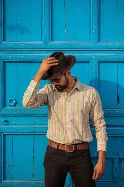 Dushyant Asthana Men's Amir Shirt - Green Stripes