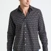 Dushyant Asthana Men's Amir Long Sleeve Shirt - Black + Blue Motif 2 Dushyant Asthana Men's Amir Long Sleeve Shirt - Black + Blue Motif