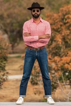 Dushyant Asthana Men's Barrington Shirt - Red Leaf Print 9 Dushyant Asthana Men's Barrington Shirt - Red Leaf Print