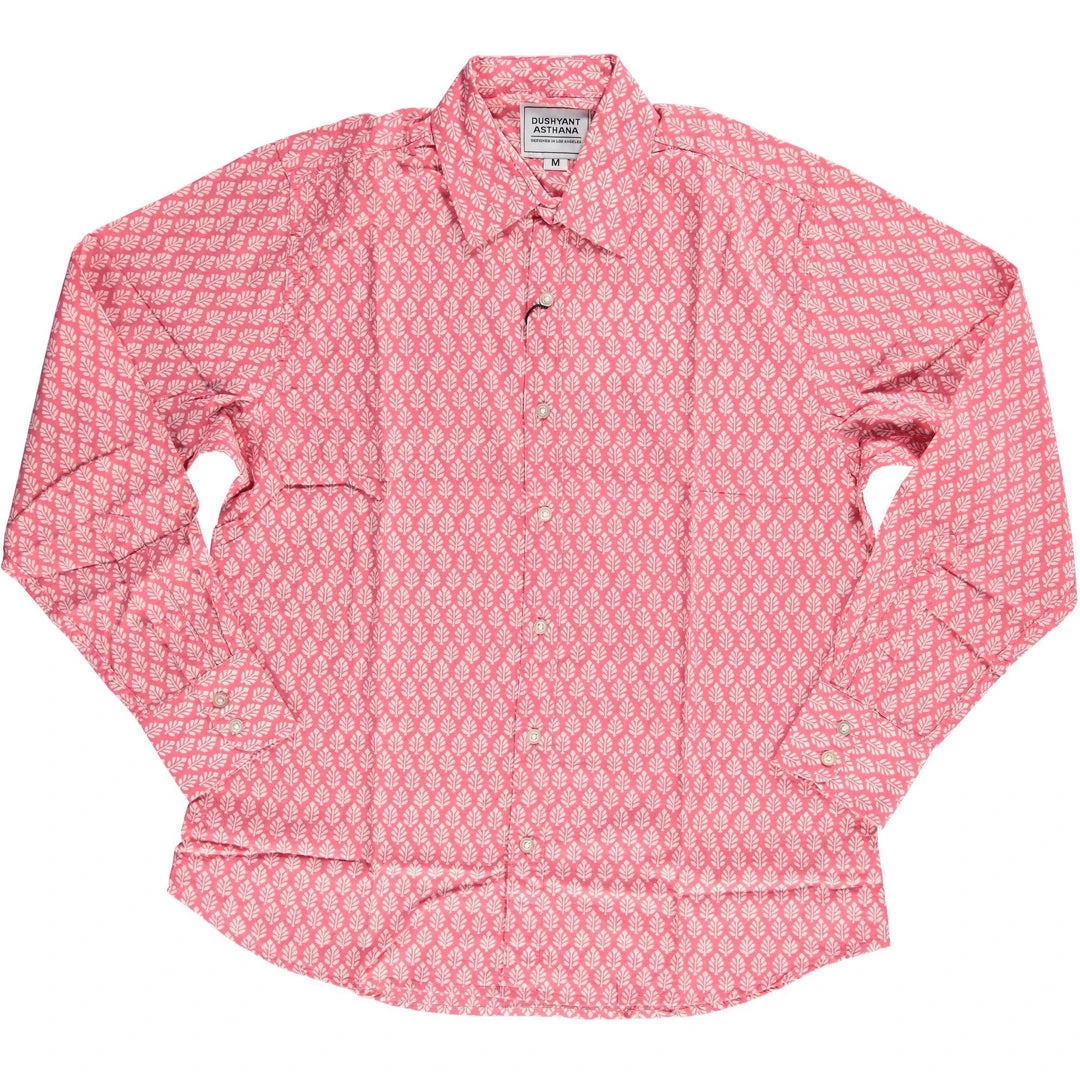 Dushyant Asthana Men's Barrington Shirt - Red Leaf Print 6 Dushyant Asthana Men's Barrington Shirt - Red Leaf Print