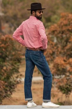 Dushyant Asthana Men's Barrington Shirt - Red Leaf Print