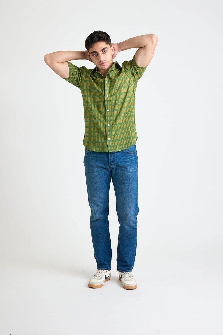 Dushyant Asthana Men's Prat Short Sleeve Shirt - Green Sticks 5 Dushyant Asthana Men's Prat Short Sleeve Shirt - Green Sticks