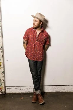 Dushyant Asthana Men's Folk Short Sleeve Shirt - Maroon 17 Dushyant Asthana Men's Folk Short Sleeve Shirt - Maroon