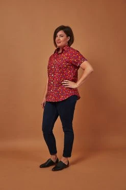 Dushyant Asthana Men's Folk Short Sleeve Shirt - Maroon 13 Dushyant Asthana Men's Folk Short Sleeve Shirt - Maroon